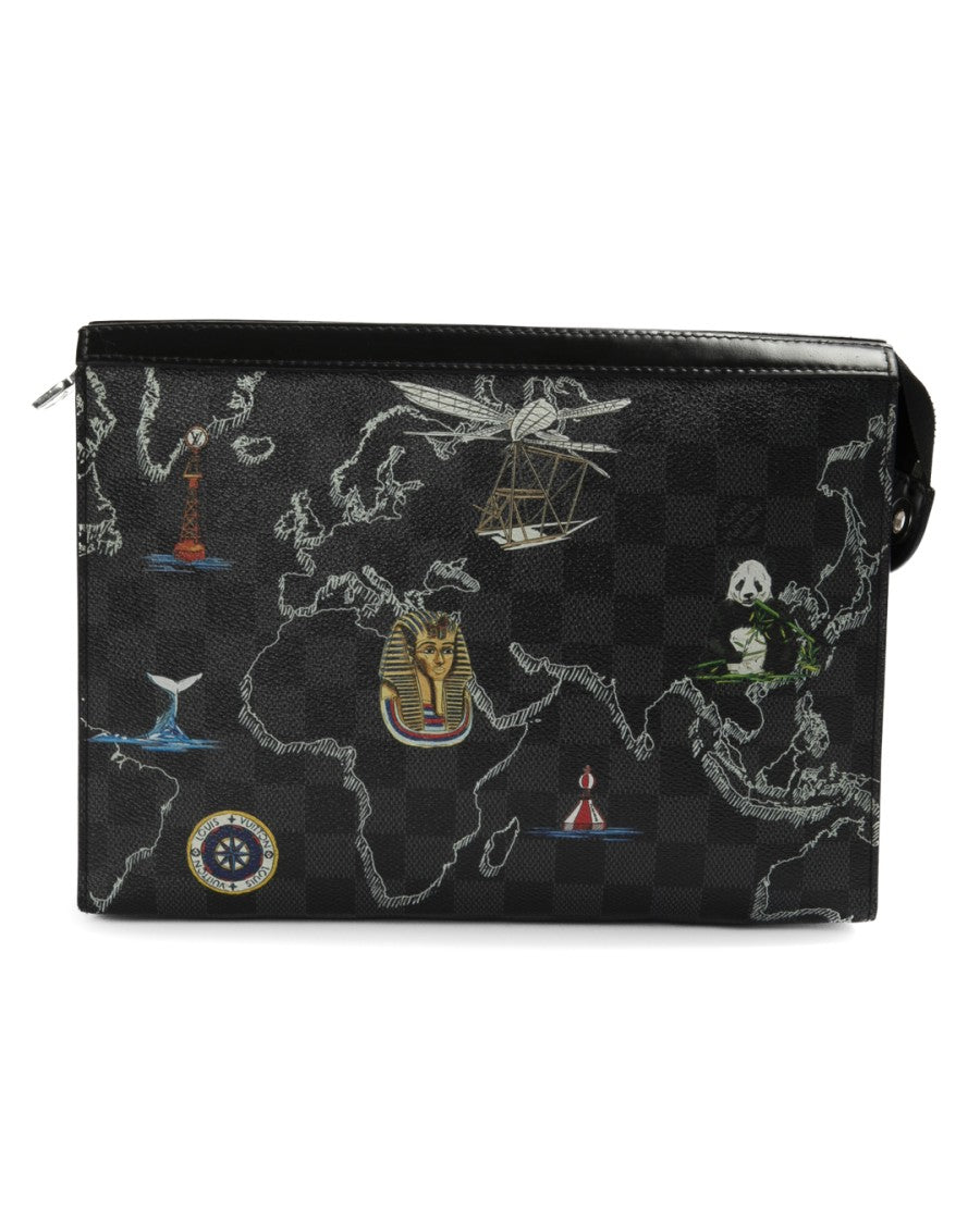 Louis Vuitton Damier Graphite Renaissance Map Canvas Pouch