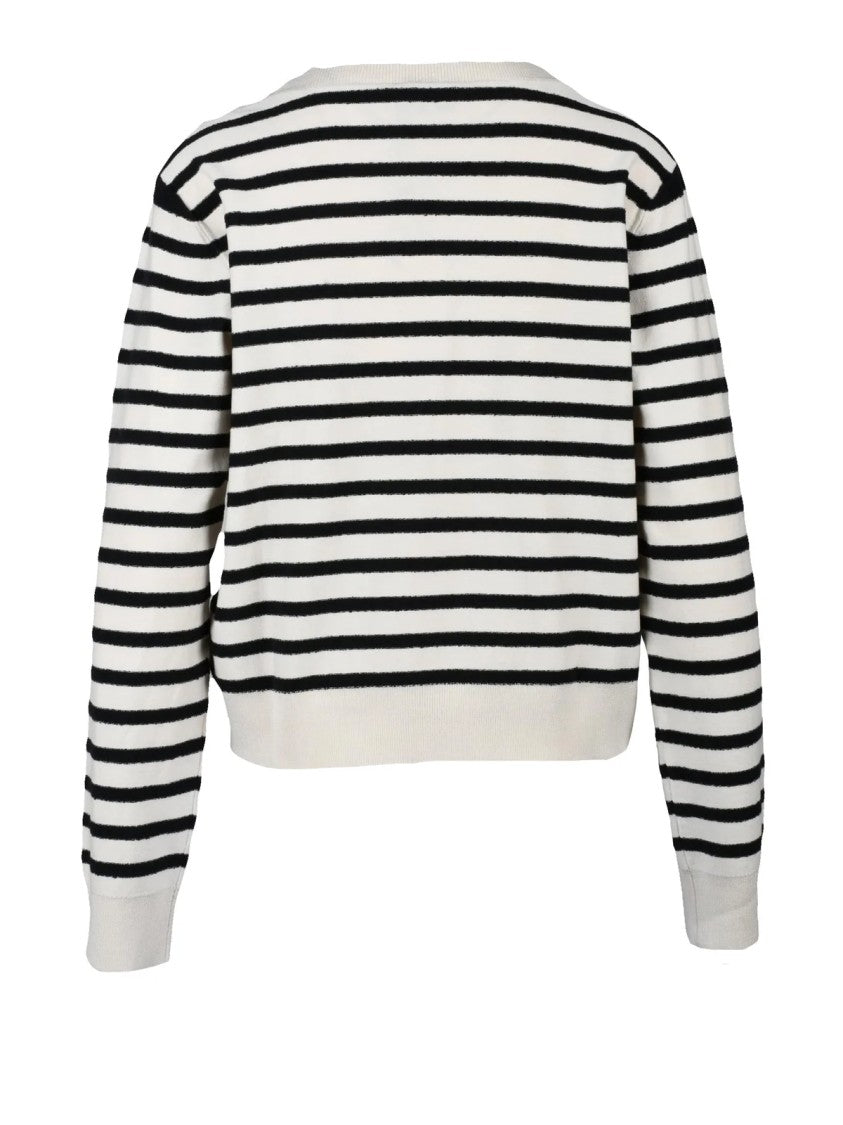 Marella Sport Striped Knit Sweater With Button Detail And Ribbed Finish