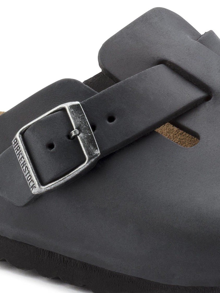 Birkenstock Seamless Black Nubuck Slip-On Shoes With Adjustable Strap