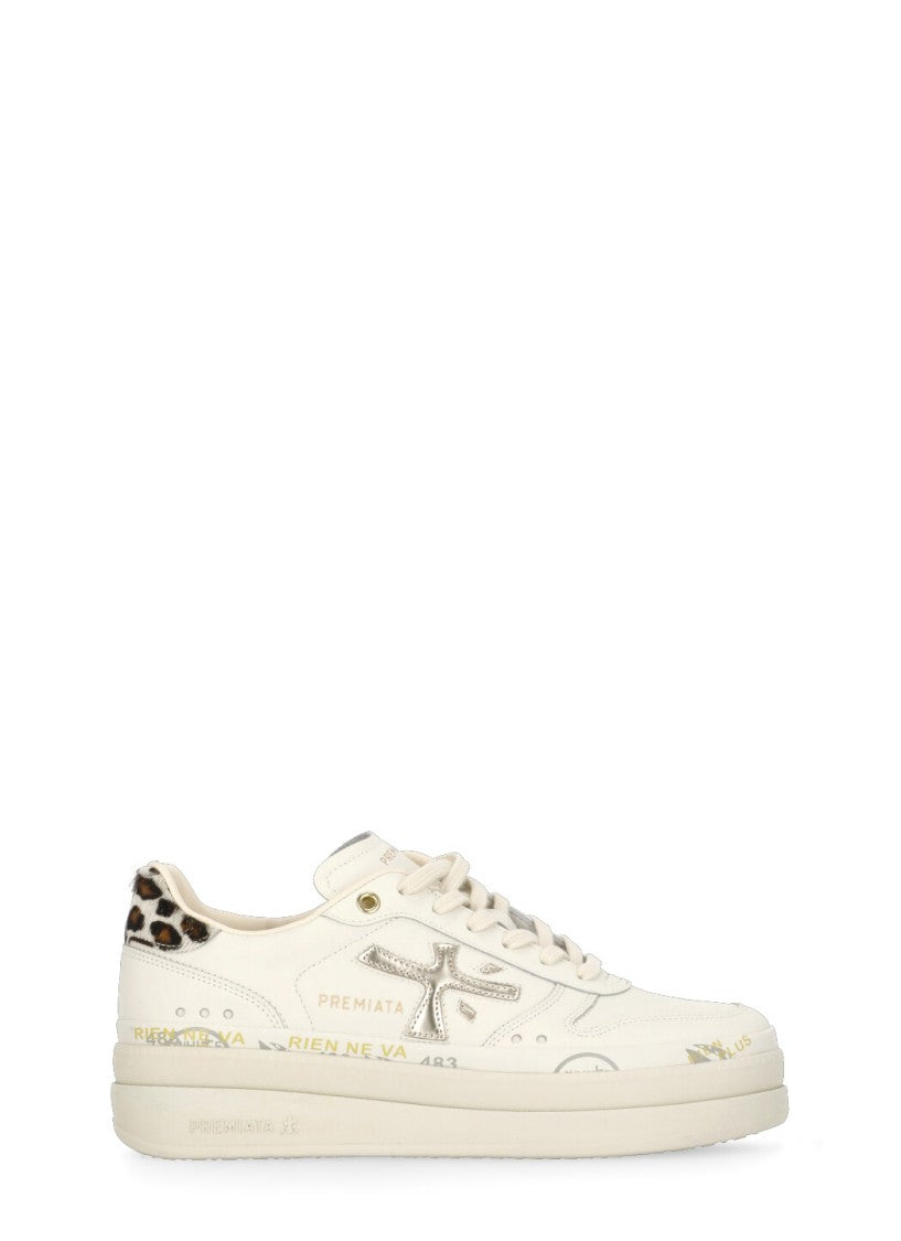 Premiata Ivory Ivory Leather Sneakers