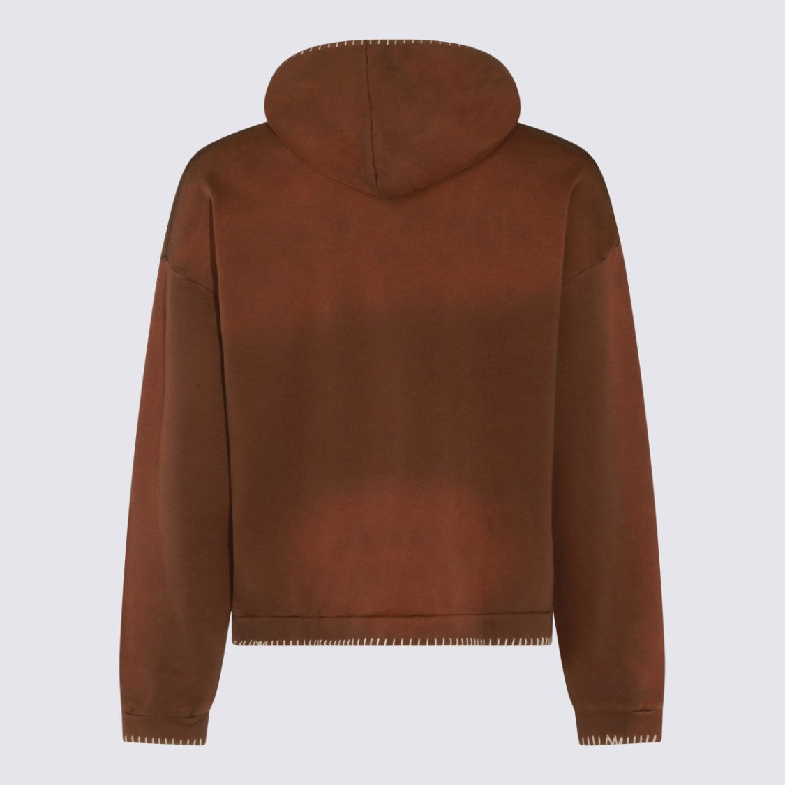 Found Relaxed Fit Brown Hoodie With Contrasting Whipstitch Details