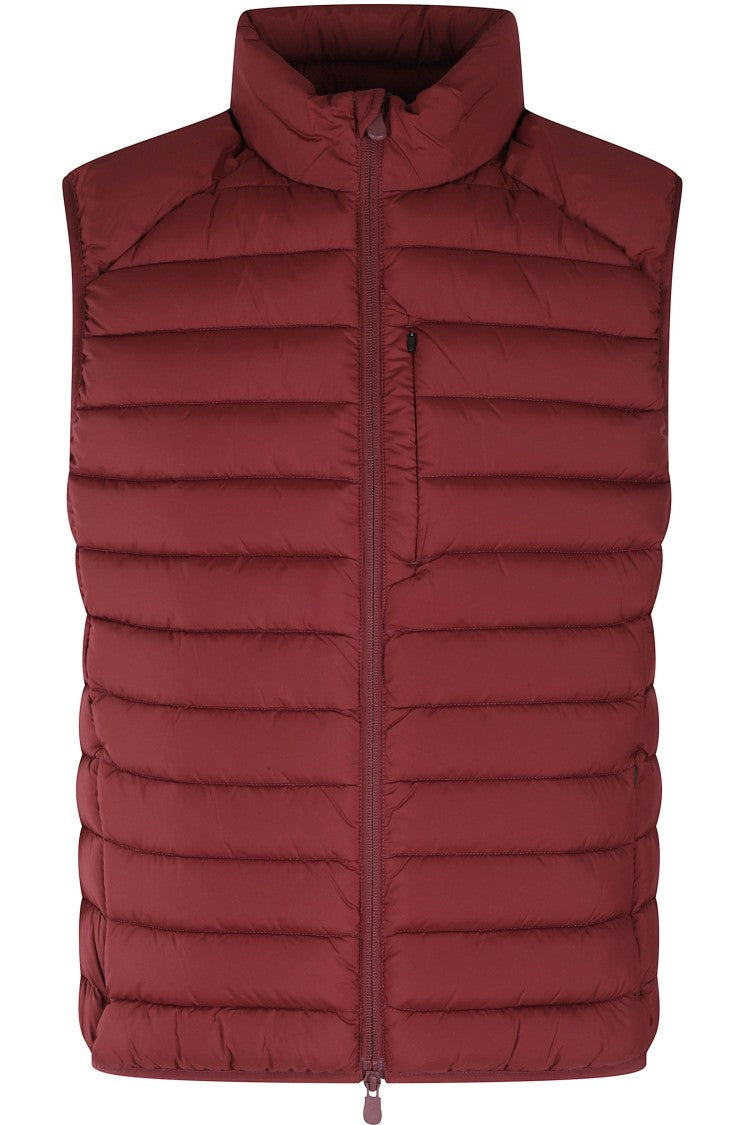 Save The Duck Rhus Burgundy Quilted High-Collar Nylon Vest