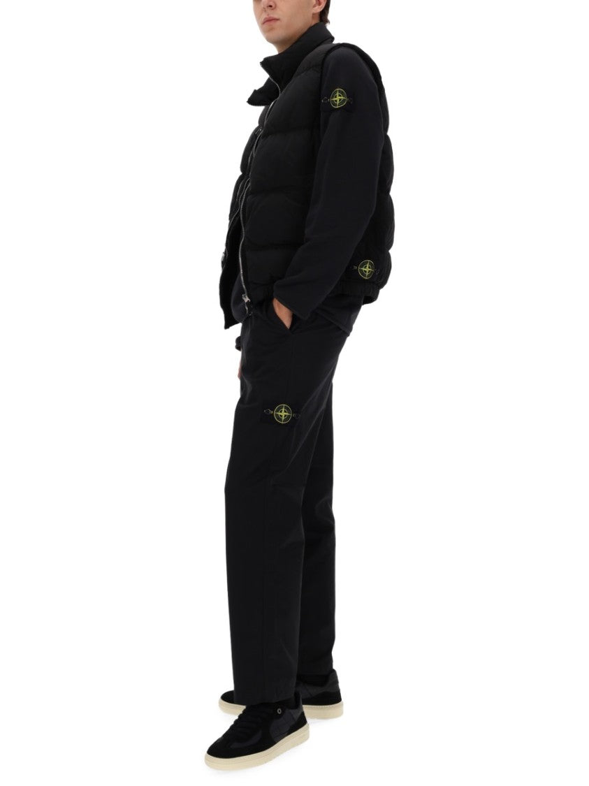 Stone Island Quilted Black Vest With High Collar