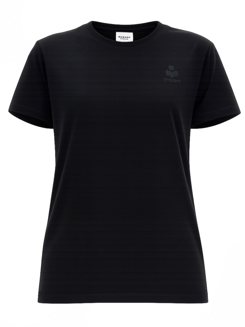 Isabel Marant Étoile Aby Minimalist Black Crew Neck Cotton T-Shirt