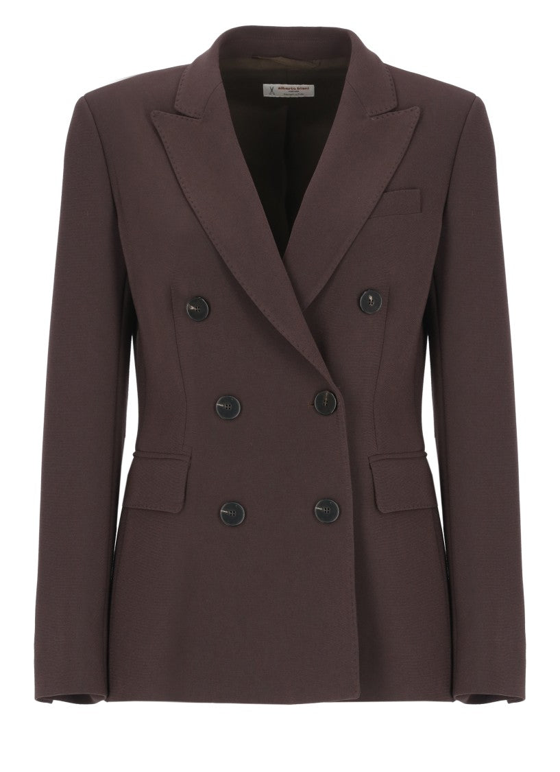 Alberto Biani Brown Double-Breasted Classic Lapel Tailored Jacket