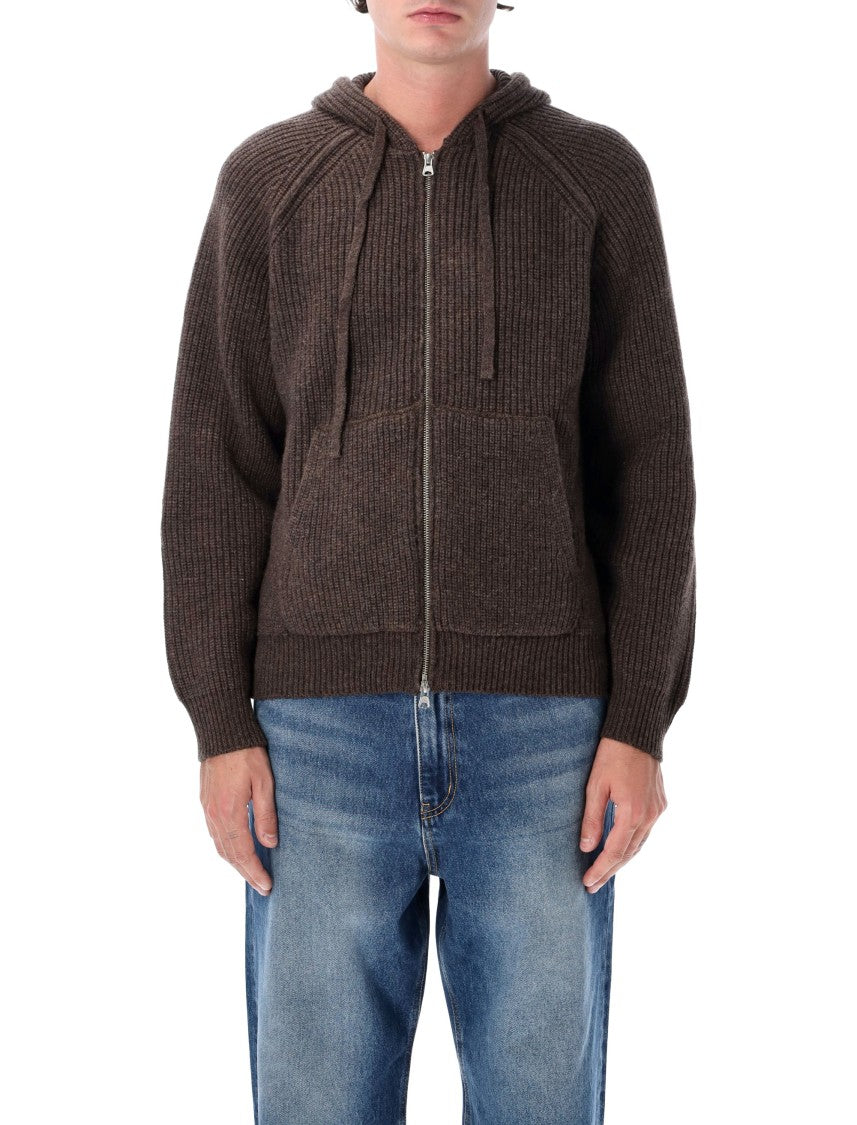 Dunst Ribbed Zip-Up Hooded Knit Cardigan
