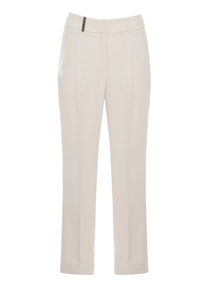 Peserico Beige Embellished Straight-Leg Pants