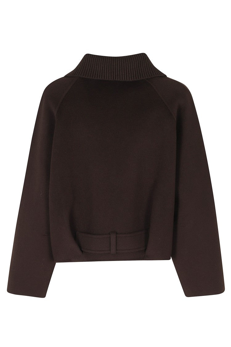 Seventy Dark Brown Boxy Belted Hem Wool-Blend Jacket