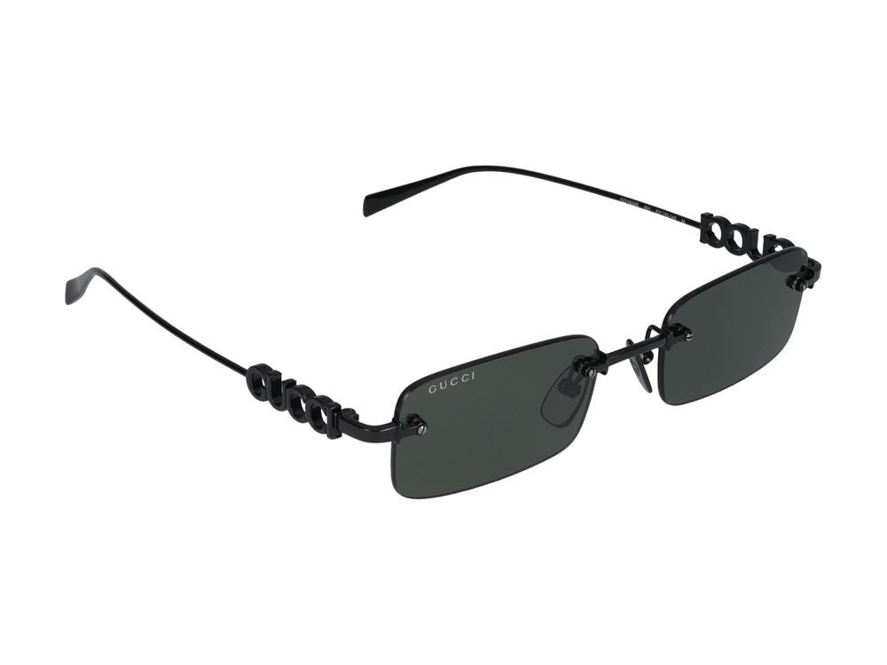 Gucci Black Interlocking Logo Rimless Rectangular Sunglasses