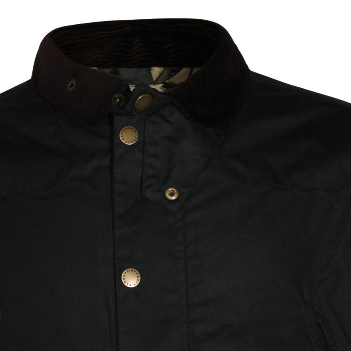 Barbour Black Structured Corduroy-Detail Jacket