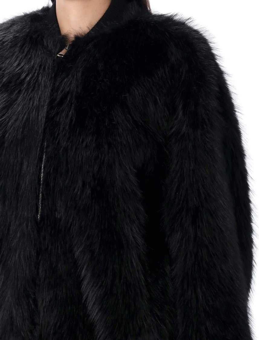 Sword Eco-Fur Bomber Jacket With Adjustable Drawstring