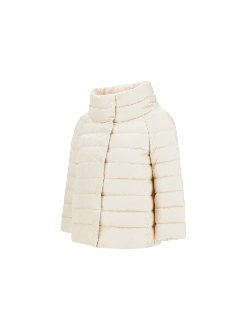 Herno Satin-Woven Mini Cape With Bejewelled Sleeves And Funnel Neck
