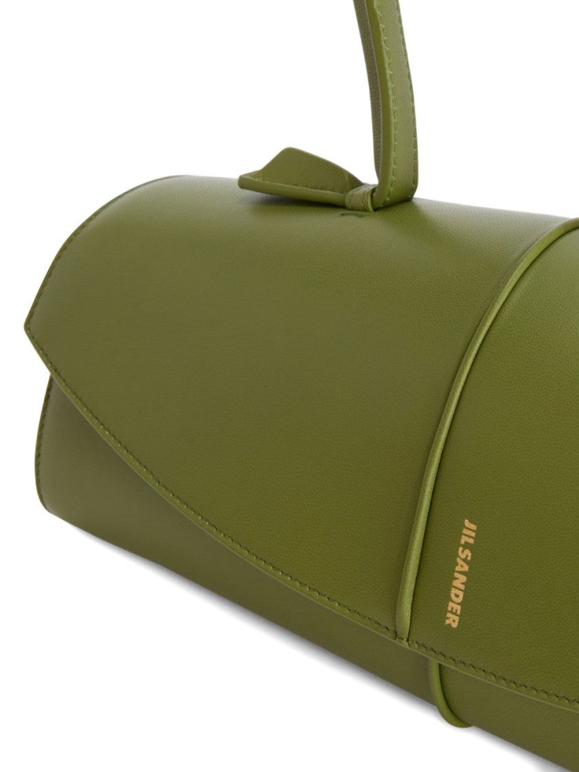 Jil Sander Structured Green Leather Handbag