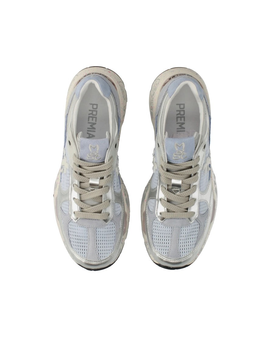 Premiata Nineties-Inspired Light Blue Sneakers With Contrasting Detailing
