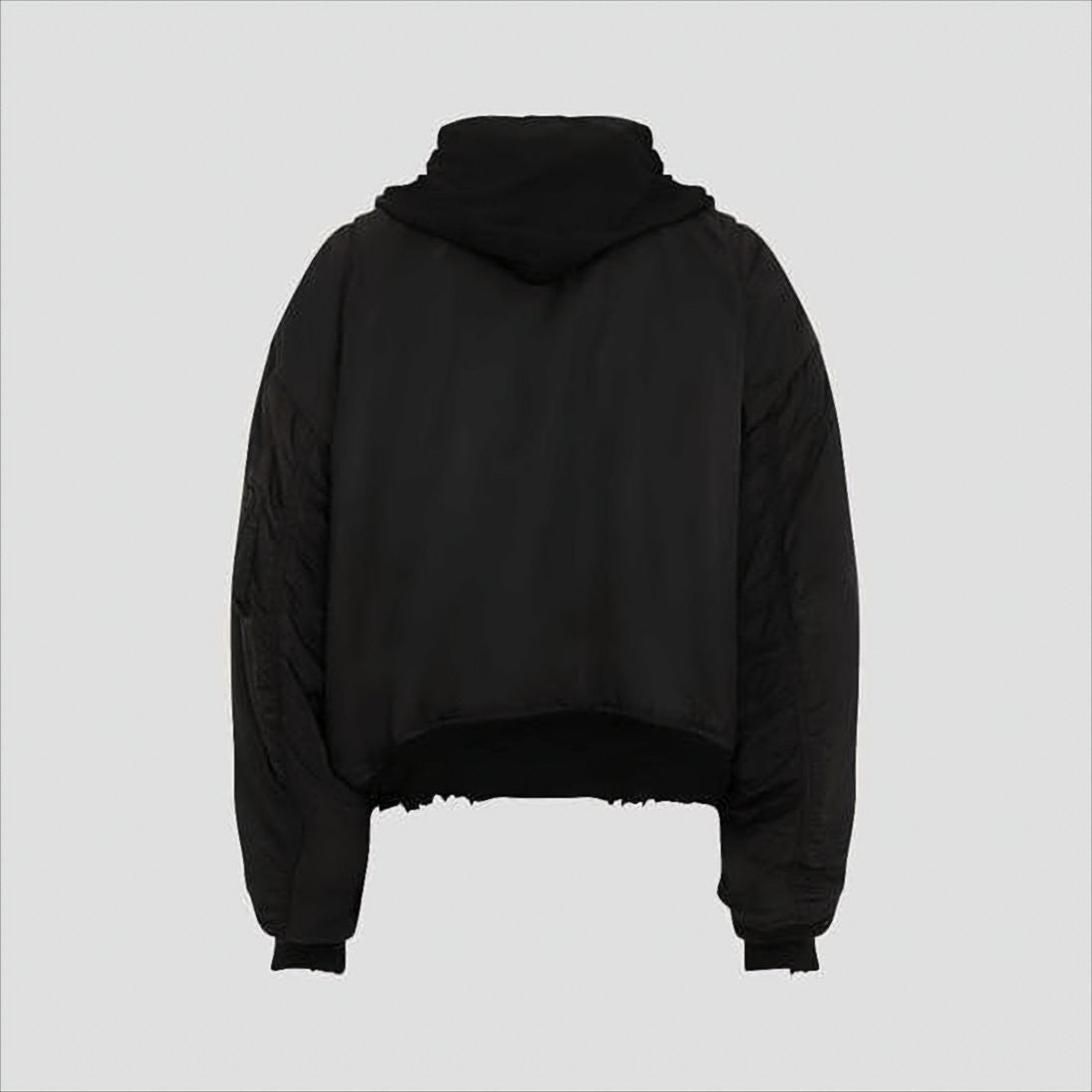Balenciaga Cropped Black Jacket With Scarf Detail And Distressed Finish