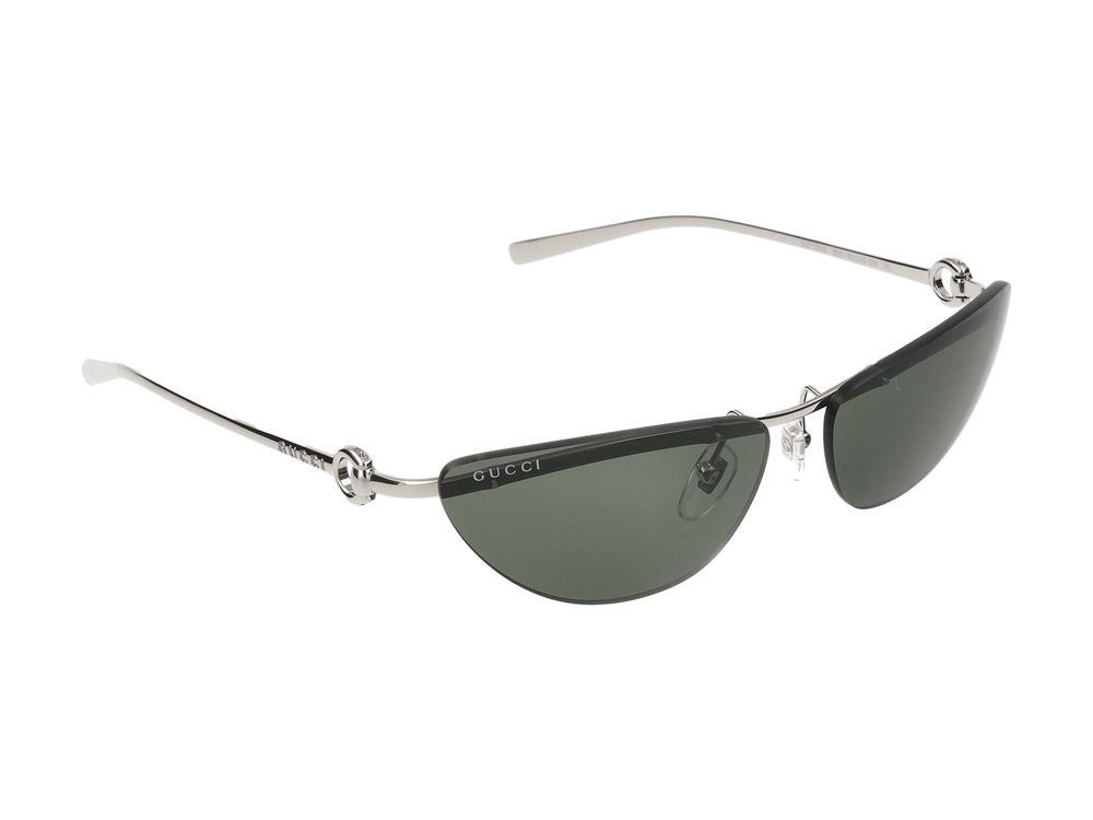 Gucci Silver Semi-Rimless Cat-Eye Metal Sunglasses