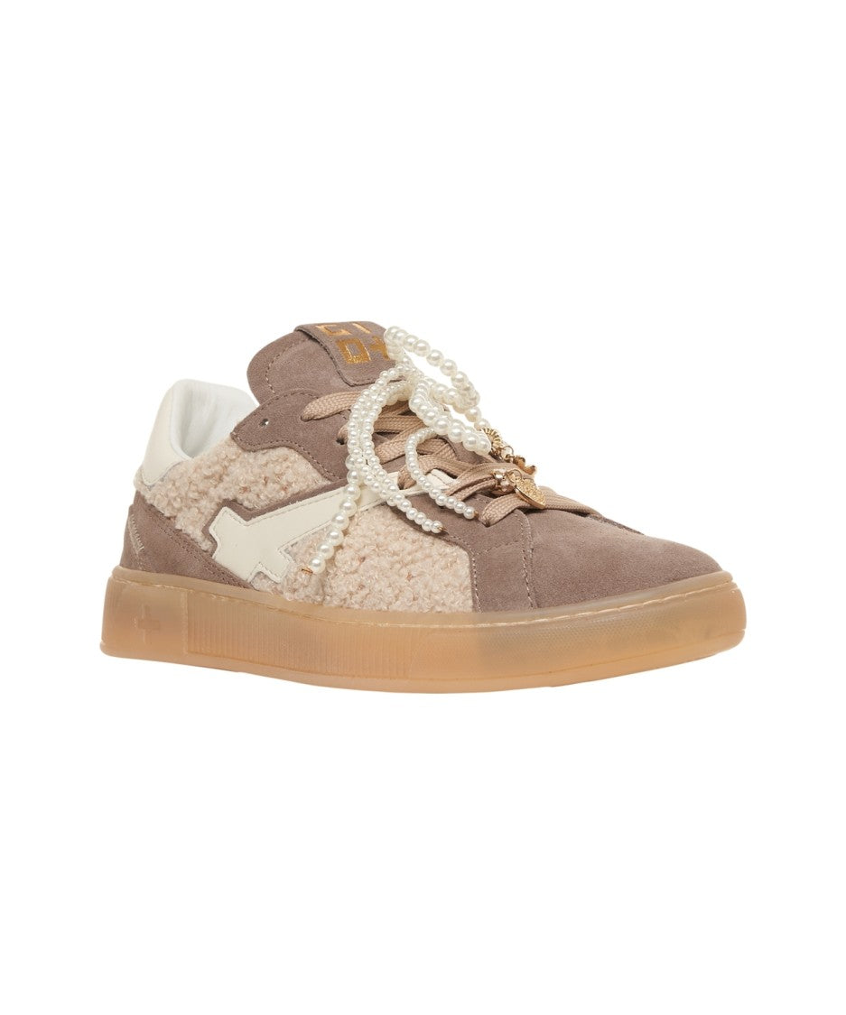 Gio+ Suede Sneakers With Pearl-Embellished Laces