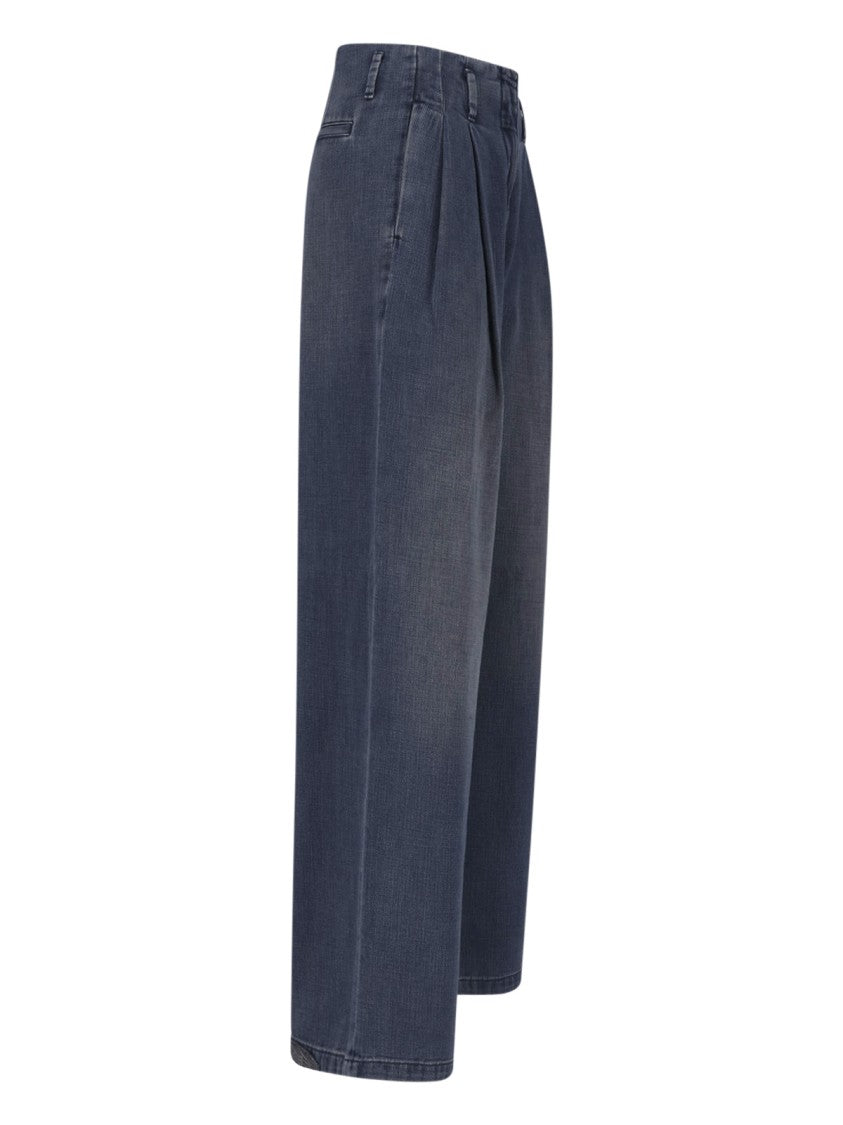 Golden Goose Wide-Leg Blue Cotton Denim Jeans