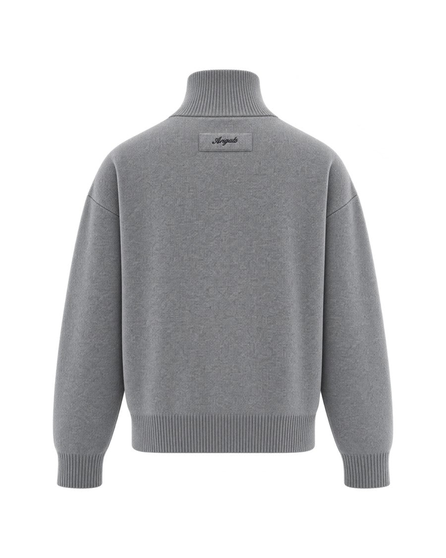 Axel Arigato Grey Melange High-Collar Wool-Blend Full-Zip Cardigan