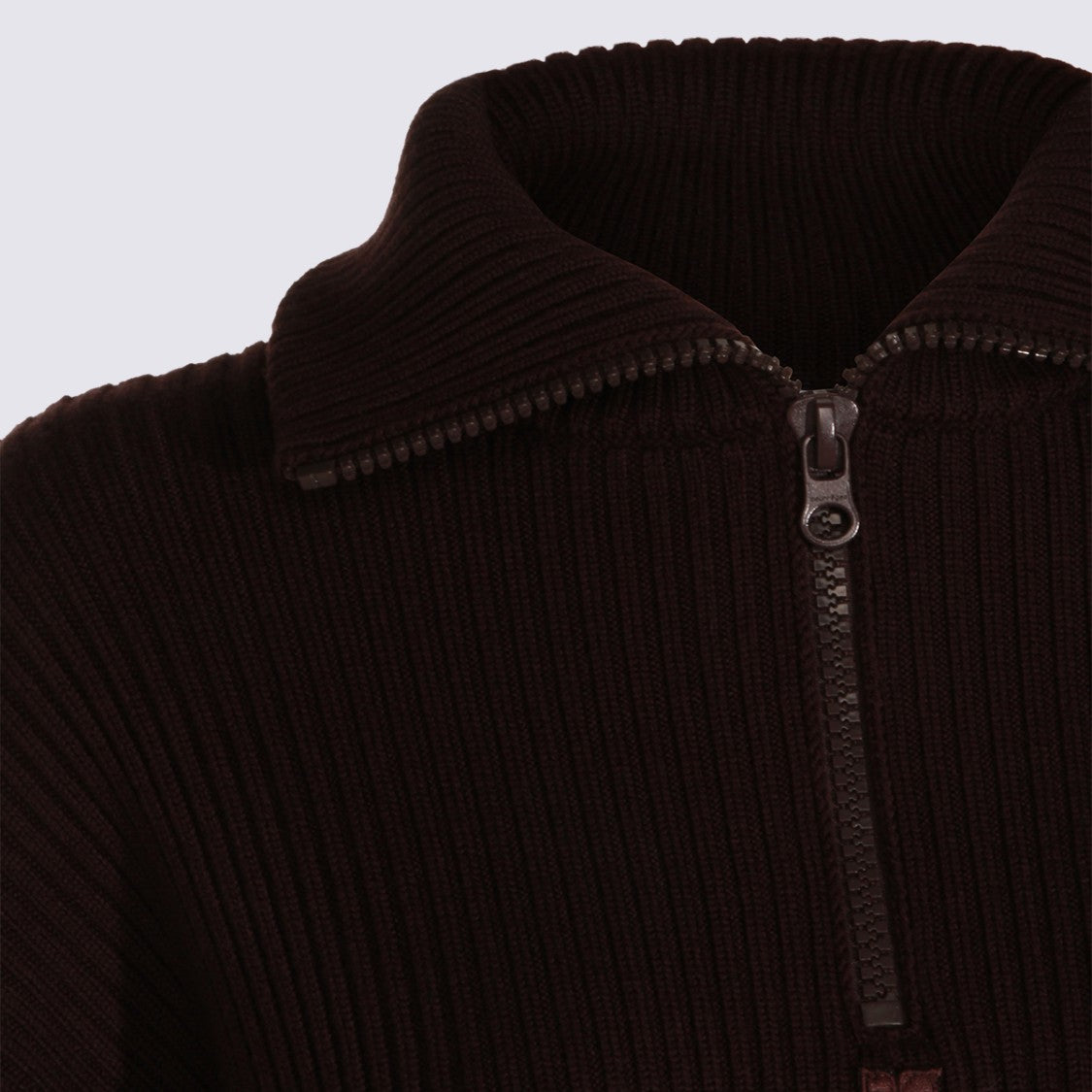 Courrèges Ribbed Knit Sweater With Half-Zip And Cropped Hem
