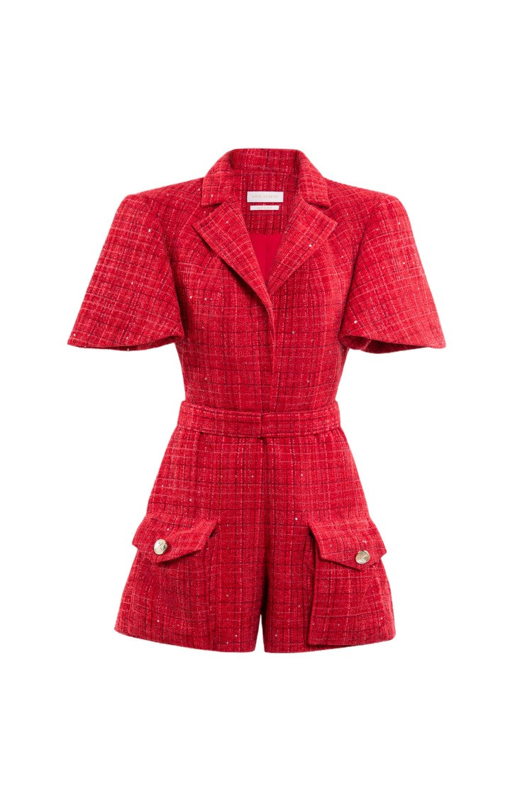 Saiid Kobeisy Tweed Short Jumpsuit