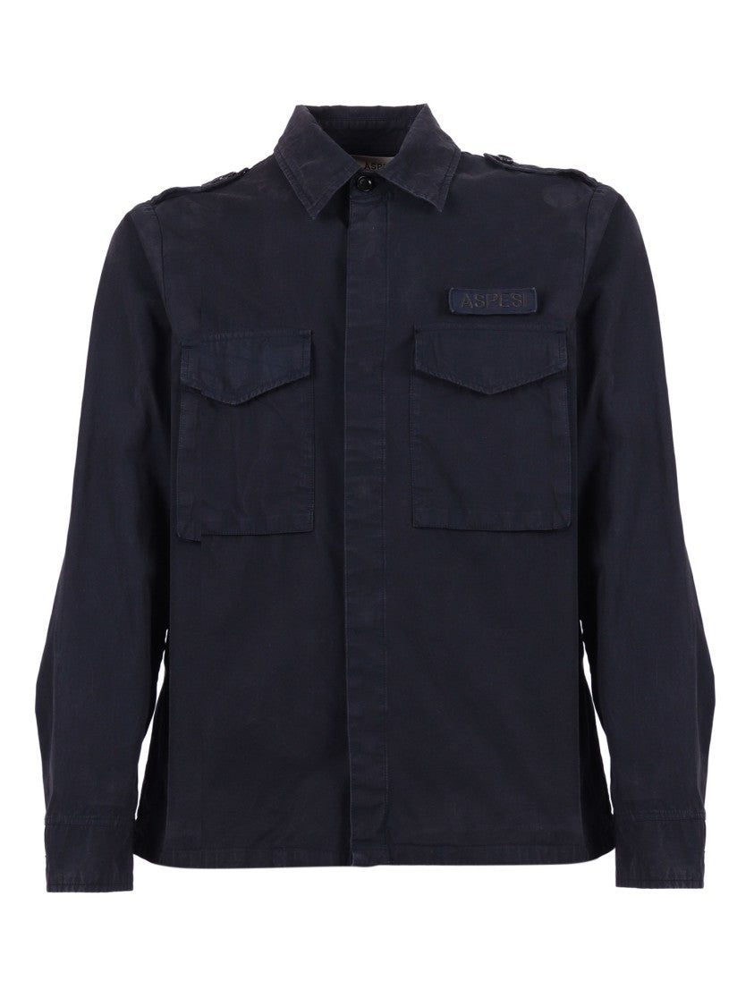 Aspesi Navy Classic Collar Casual Shirt