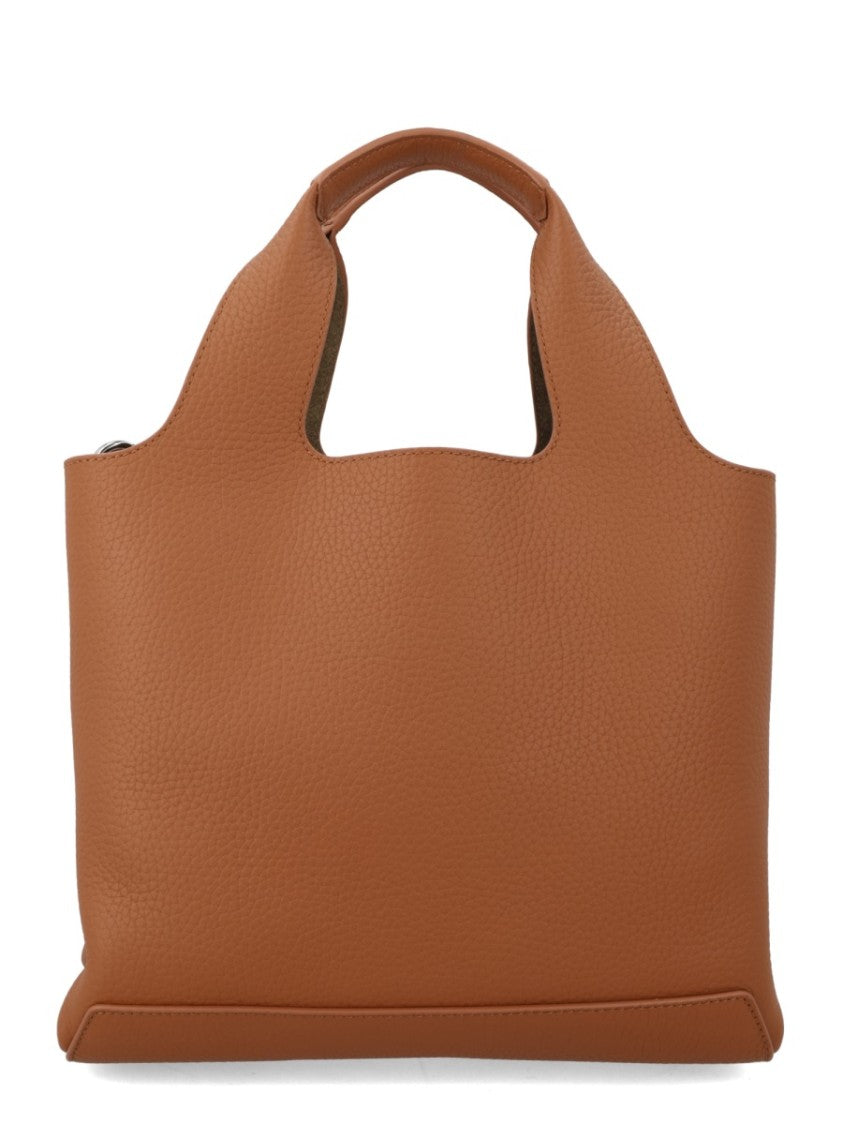 Hogan Neutrals Structured Textured Leather Tote Bag