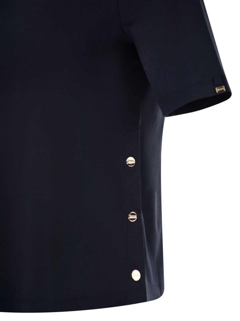 Herno Cotton T-Shirt With Logo Buttons On The Sides