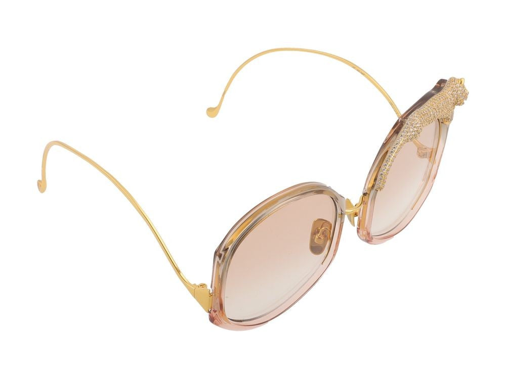 Anna-Karin Karlsson Oversized Gradient Tint Gold Detail Round Sunglasses