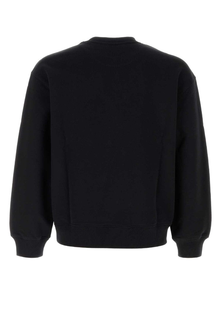 Maison Kitsuné Relaxed-Fit Black Cotton Sweatshirt With Embroidered Fox Patch