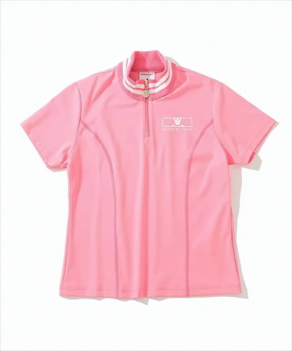 Mark&Lona Short-Sleeved Half-Zip Top With Ribbed Collar