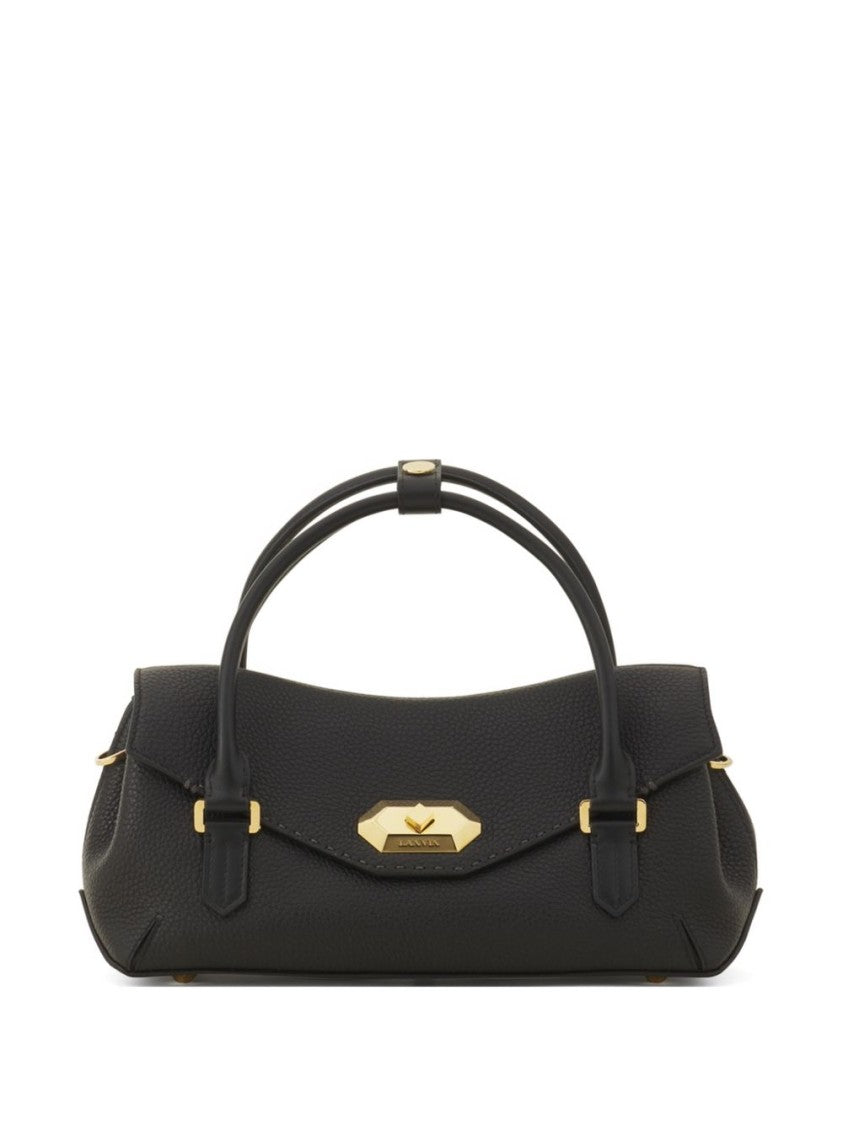 Lanvin Black Leather Top Handle Seam Bag