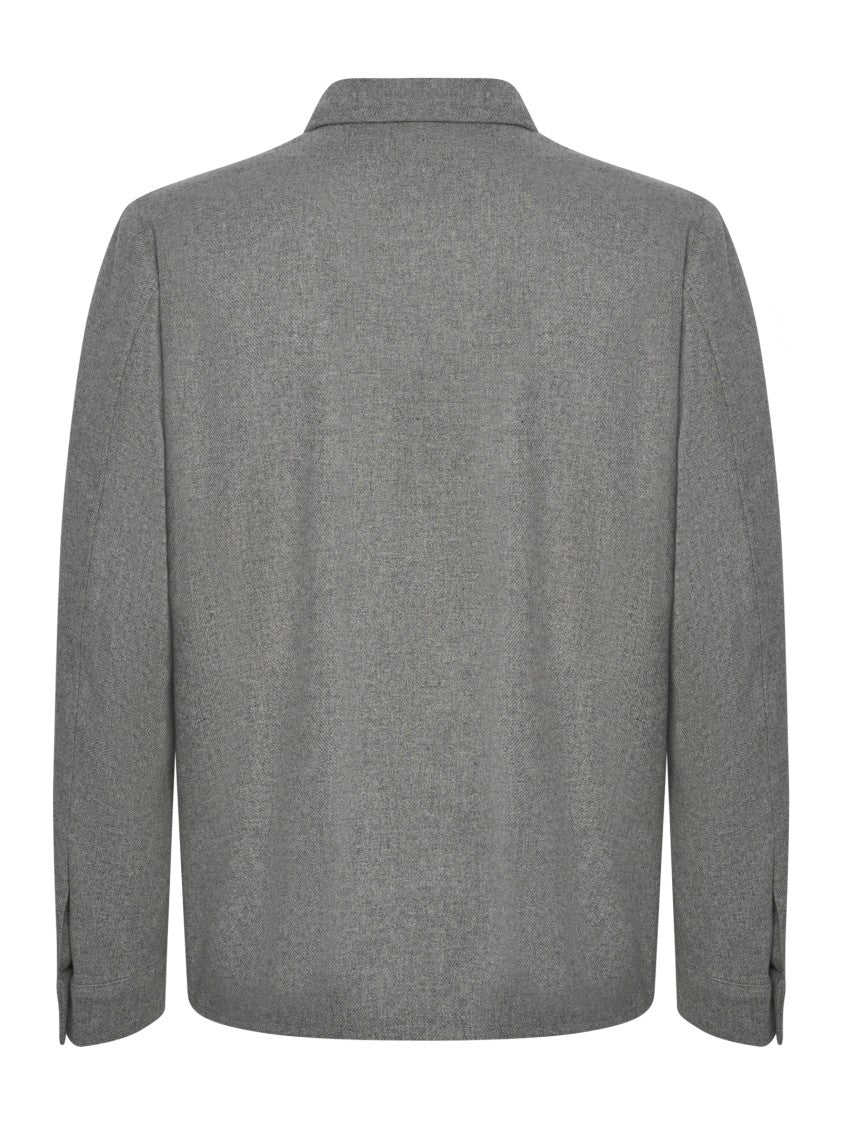 Franzese Collection Grey Wool Jacket With Classic Collar