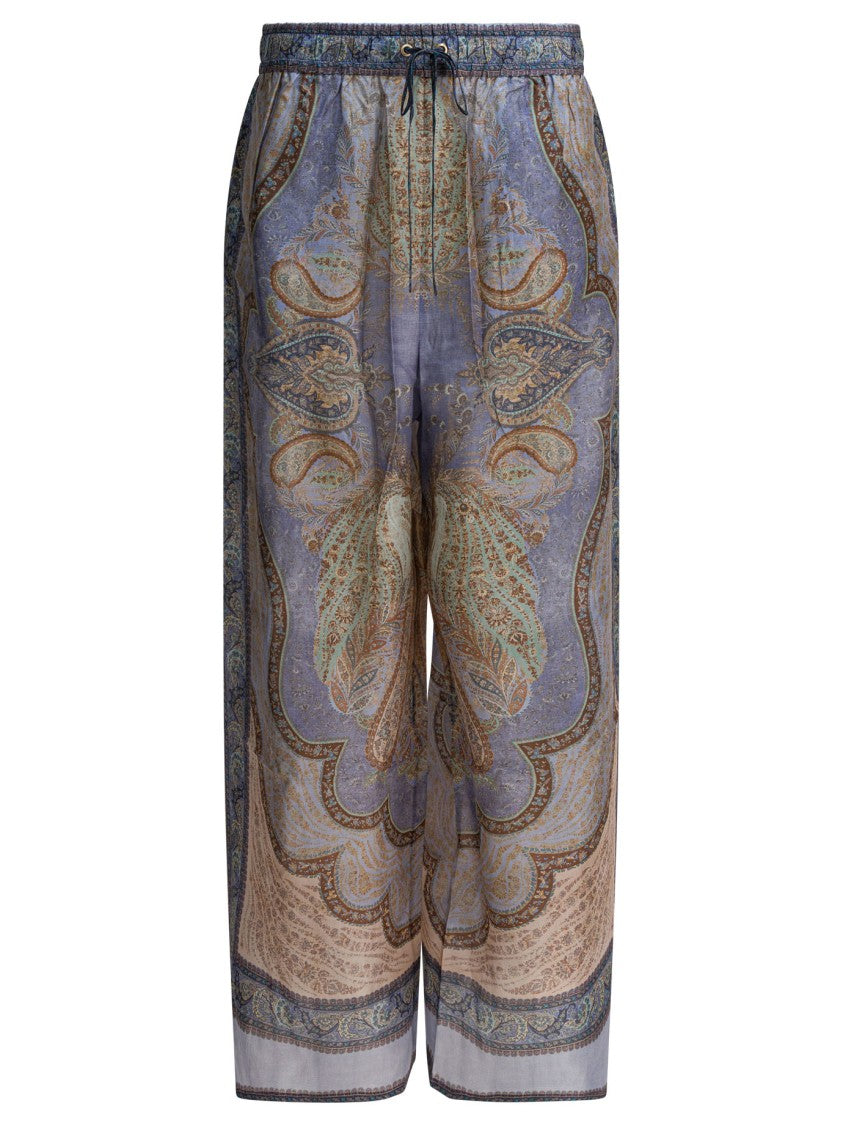 Zimmermann Wide Silk Habotai Pants With Mid-Rise Waist