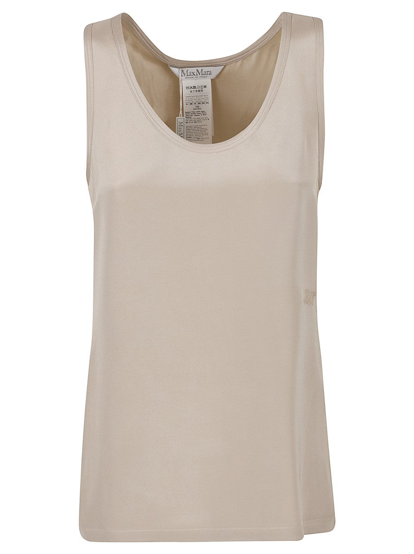 Max Mara Silk Sleeveless Top With Scoop Neckline And Soft Drape