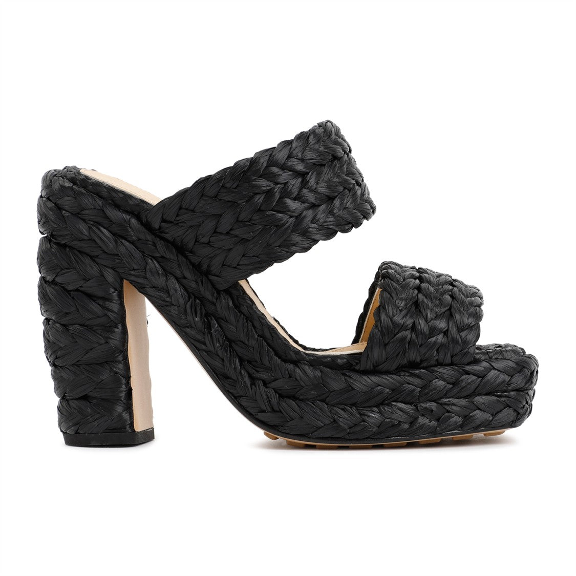 Bottega Veneta Black Raffia Sandals