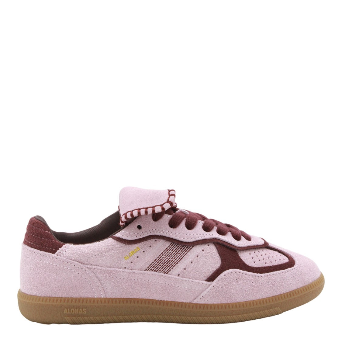 Alohas Soft Suede Sneakers With Burgundy Accents