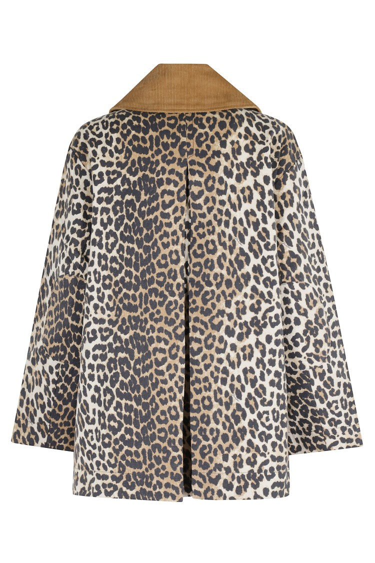 Ganni Leopard Print - Camel Printed Midi Jacket