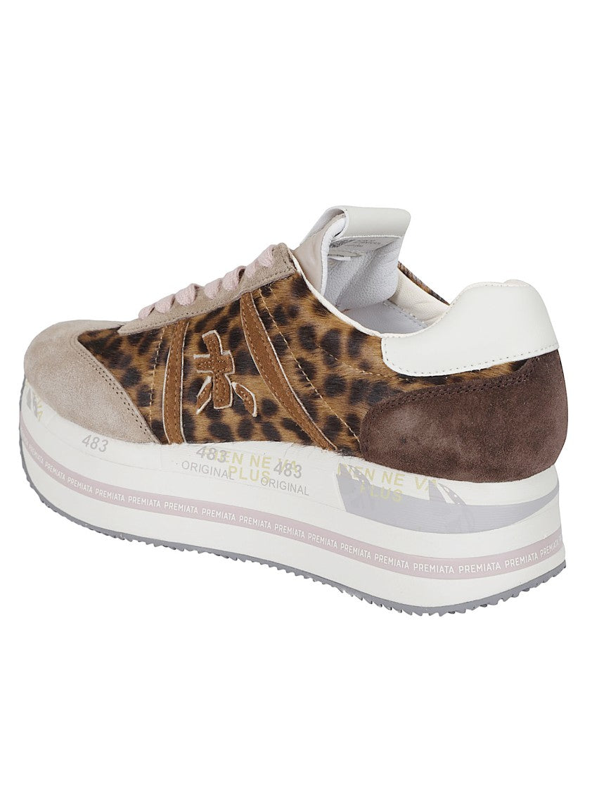 Premiata Animal Print Ponyskin Sneakers With Iconic Embossed Logo