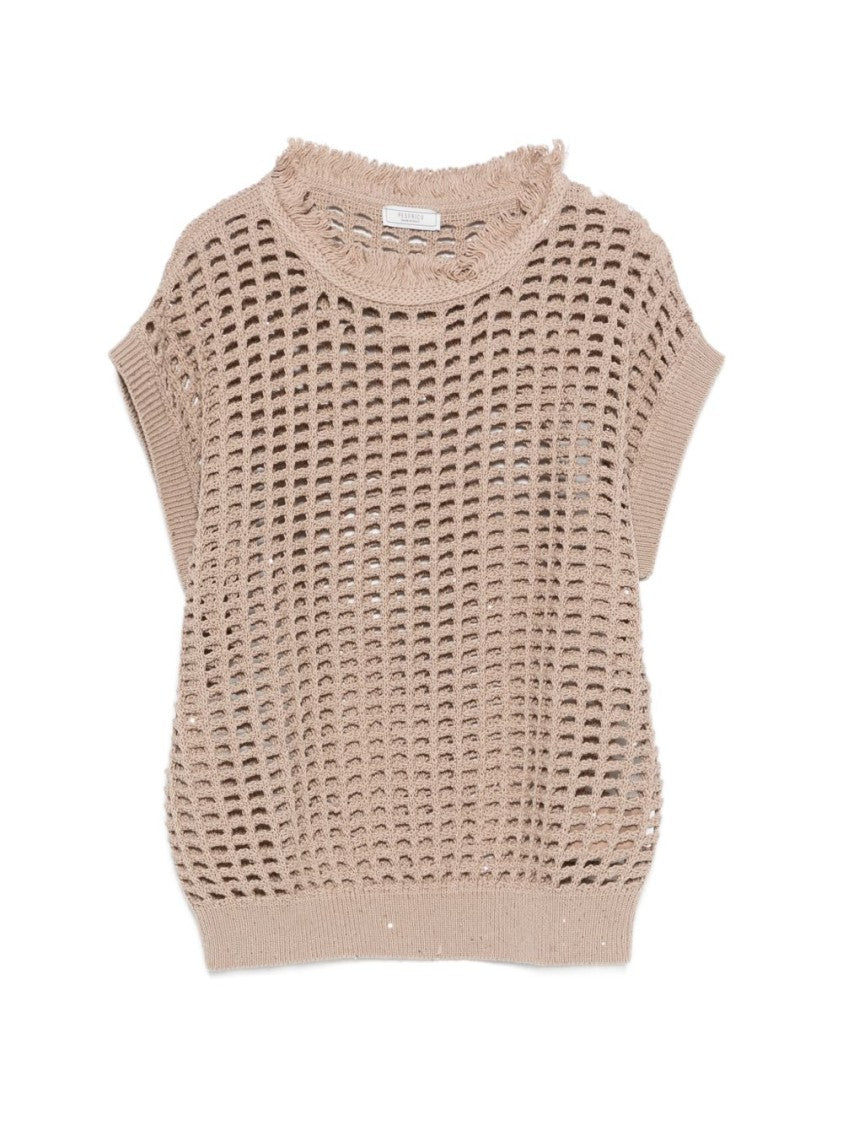 Peserico Open-Weave Knitted Short-Sleeve T-Shirt
