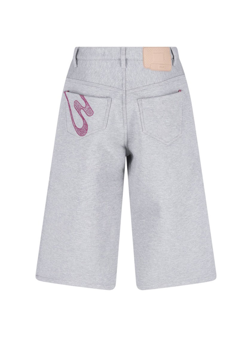 Pdf Grey Relaxed Fit Knee-Length Shorts