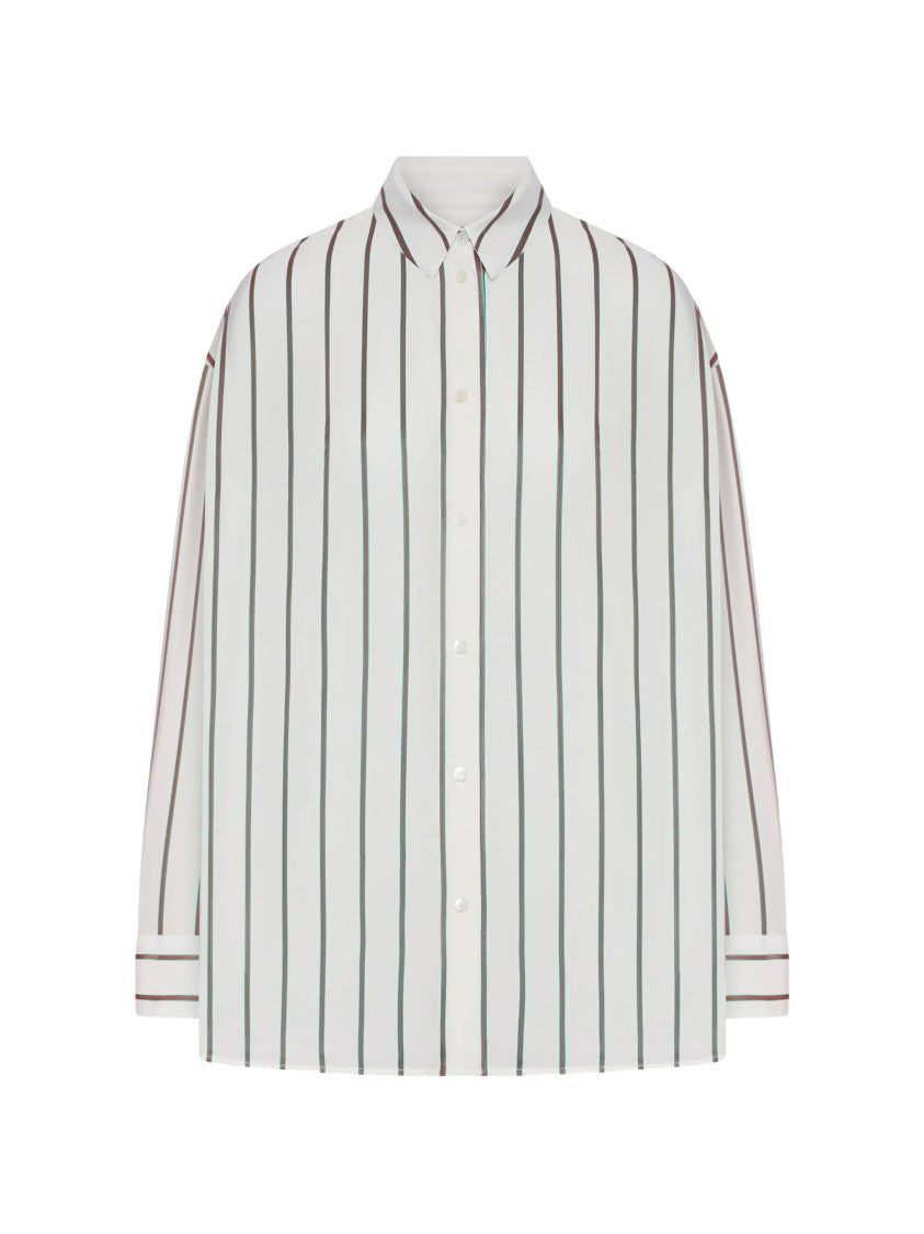 Gucci Blue/White Web Silk Habotai Striped Shirt