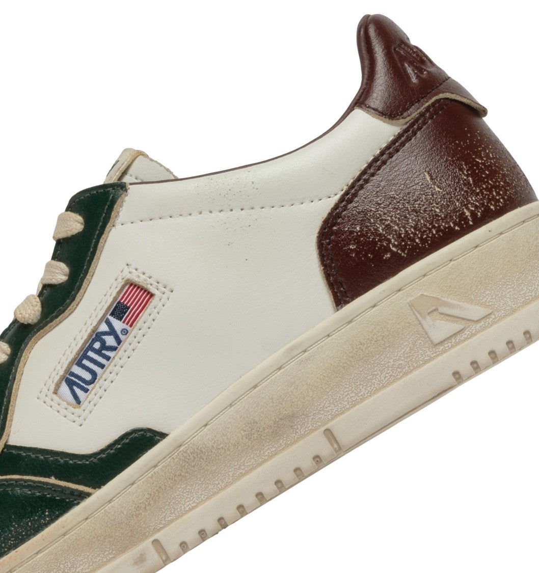 Autry Supvint Lowleat Leat Wht Pine Rum Sneakers