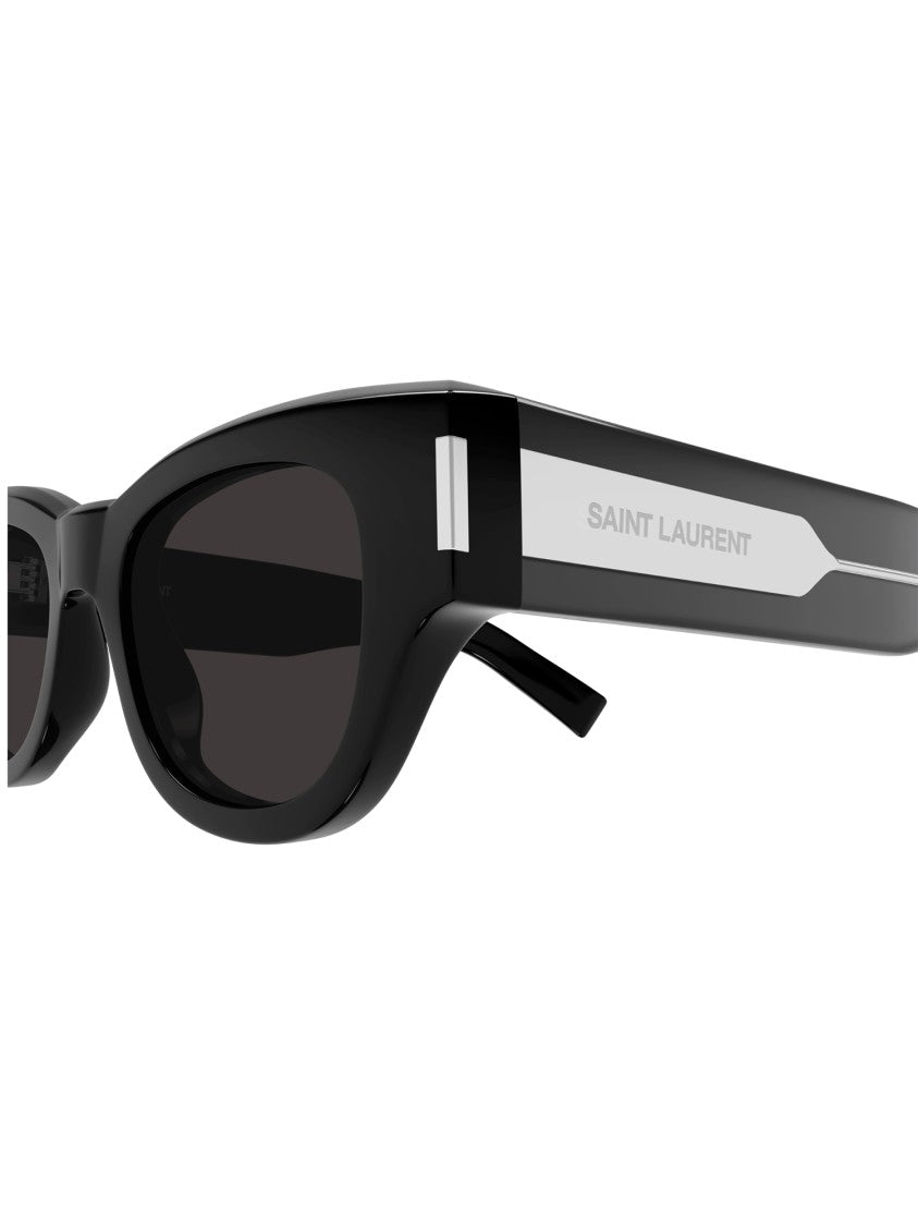 Saint Laurent Angular Frame Sunglasses With Glossy Finish