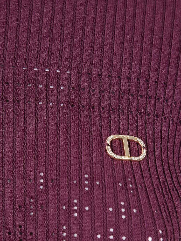 Twin-Set Ribbed Knit Sweater With Subtle Perforated Detailing