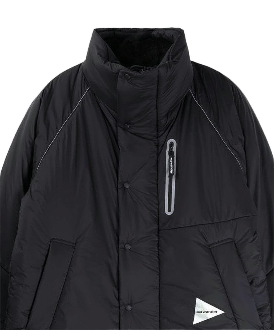 And Wander Oversized Black Padded Jacket With High Collar