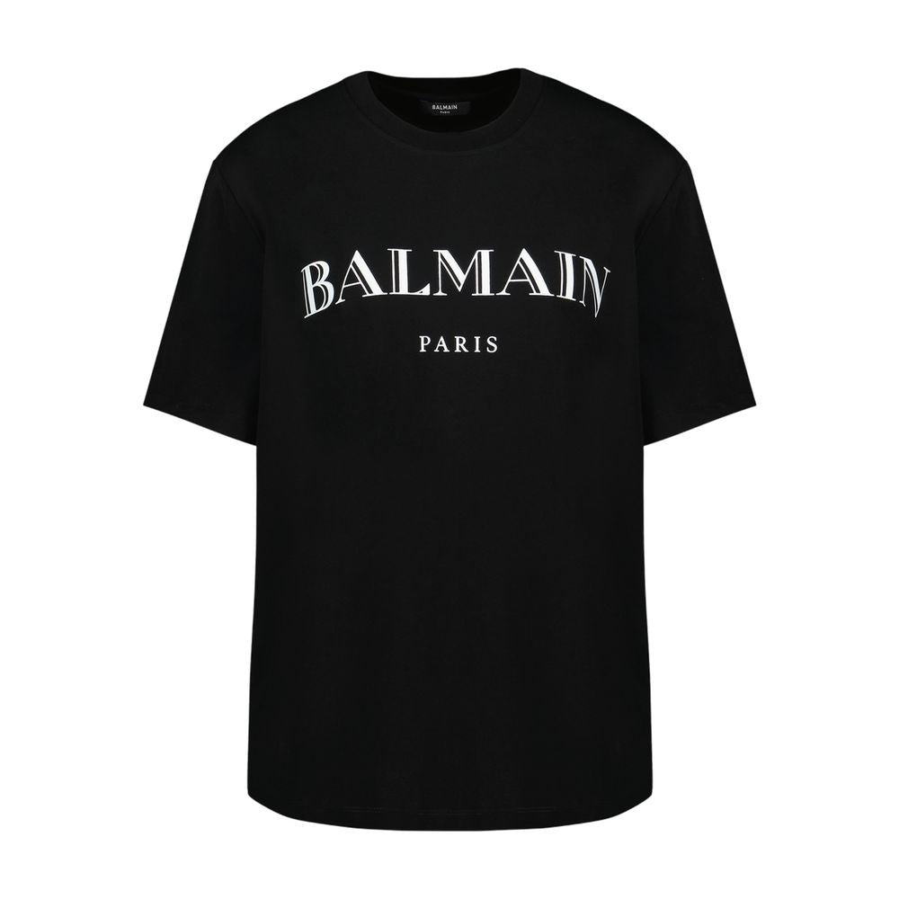 Balmain Vintage Print Reg Fit T-Shirt - Cotton - Black