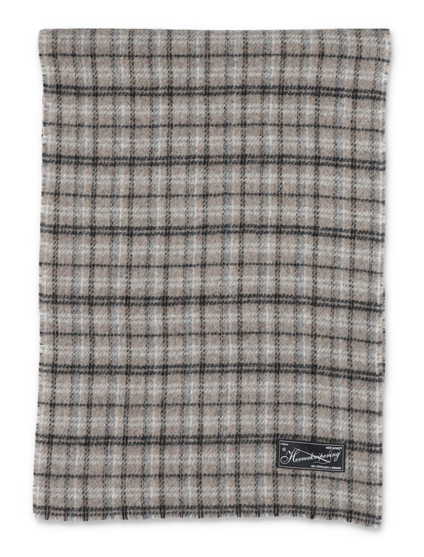 Mfpen Checked Wool Fringed Scarf