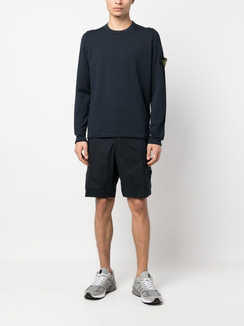 Stone Island Navy Blue Crew Neck Sweater With