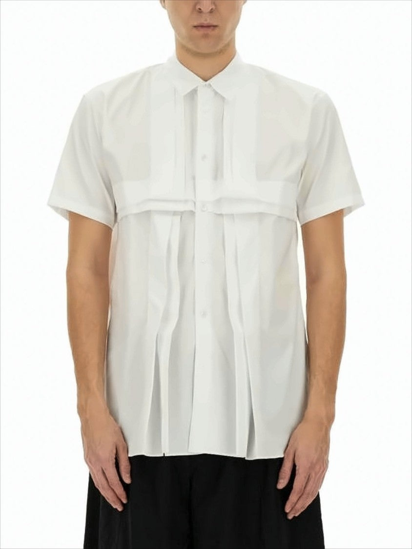Comme Des Garçons Short-Sleeved Textured Shirt With Classic Collar